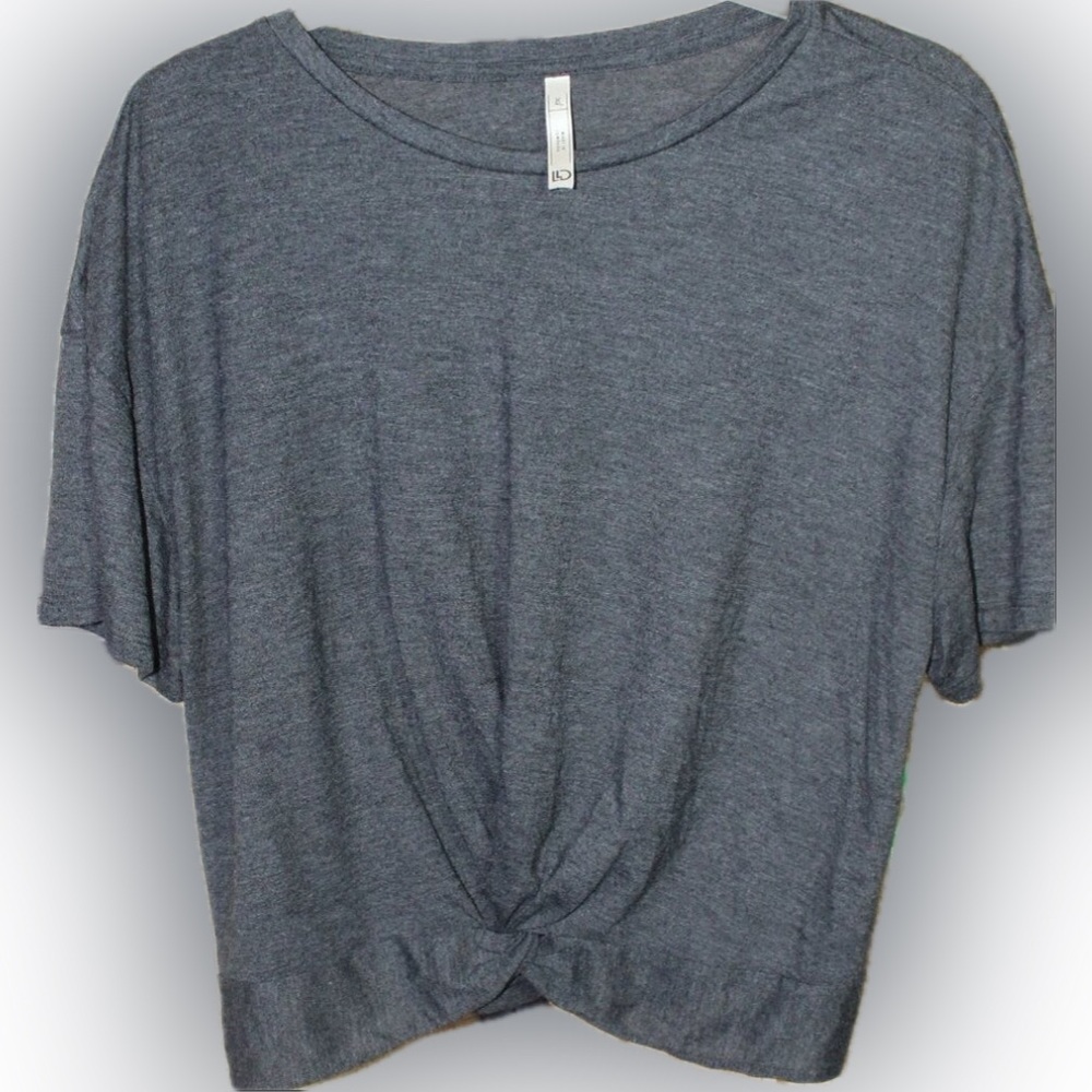 LLD Charcoal Short Sleeve Twist-Front Cropped T